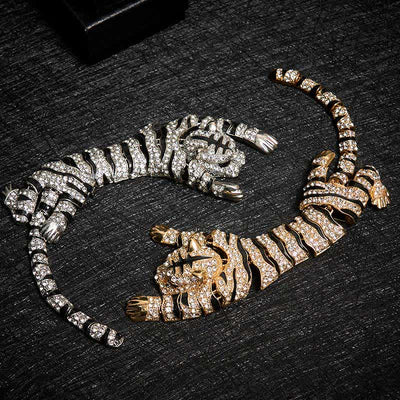 Men's Majestic Tiger Large Luxury Sparkling Rhinestone Brooch - image 8