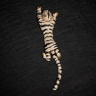 Men's Majestic Tiger Large Luxury Sparkling Rhinestone Brooch - image 13