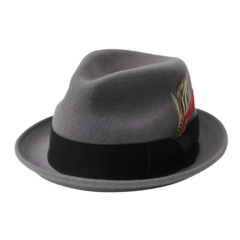 Feather Bow Decorative Ribbon Men's Cowboy Hat - Grey #2 - M (22 1/2"-22 7/8") - image 4