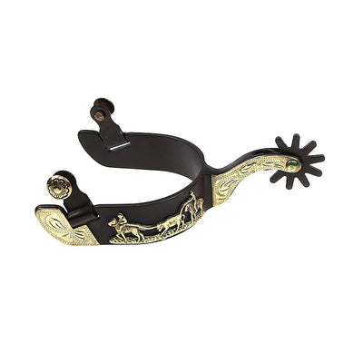 Copper Inlaid Horseman With Carved Edges Cowboy Spurs - Yellow - image 1
