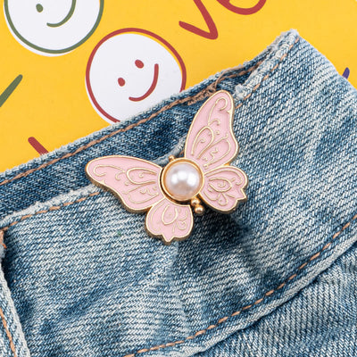Women's Pearl & Butterfly Nail-Free Pants Belt Clip - Patterned Pearl Butterfly - Pink - image 3