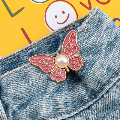 Women's Pearl & Butterfly Nail-Free Pants Belt Clip - Patterned Pearl Butterfly - Rose - image 4