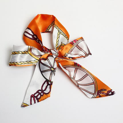 Printed Silk Scarf Woven Double Loop Buckle Women's Belt - image 2
