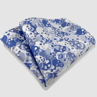 Halloween Overlapping Skull Mask Pattern Necktie Pocket Square - Style #4 - Pocket Square - image 7