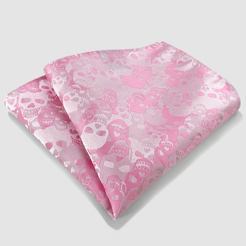 Halloween Overlapping Skull Mask Pattern Necktie Pocket Square - Style #5 - Pocket Square - image 9