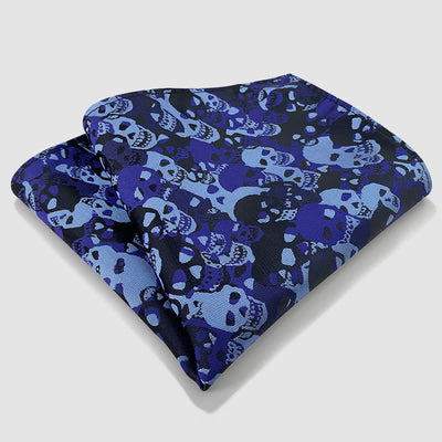 Halloween Overlapping Skull Mask Pattern Necktie Pocket Square - Style #2 - Pocket Square - image 3