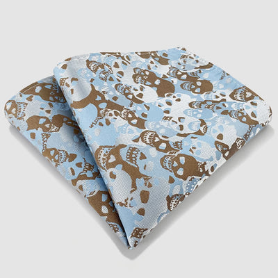 Halloween Overlapping Skull Mask Pattern Necktie Pocket Square - Style #1 - Pocket Square - image 1