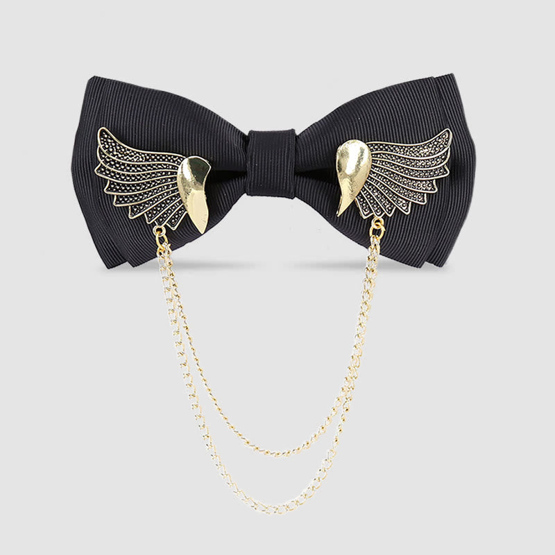 Men's Golden Wing Chain Bow Tie - Black - image 2