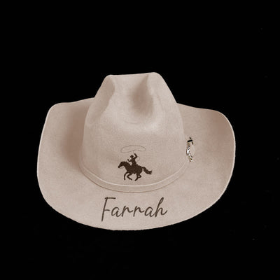 Customizable Horse Riding Pattern Text Cowboy Hat With Belt - image 0