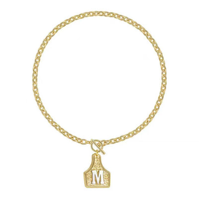 FT: Golden & Silver Exquisite Letter Pendant Embossed Necklace - image 2