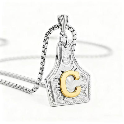 FT: Golden & Silver Exquisite Letter Pendant Embossed Necklace - Silver - C - image 32