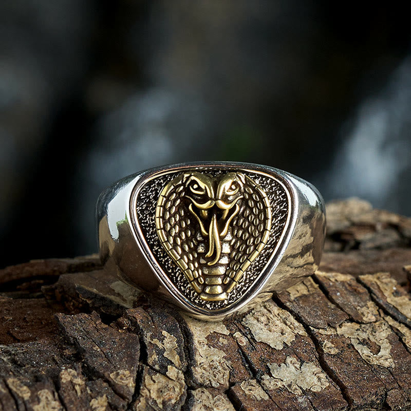 FT: Retro Western Style Fierce Snakehead Ring - image 3
