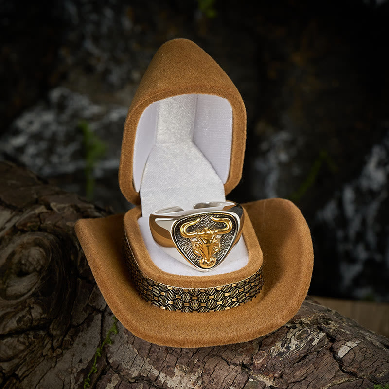 FT: Men's Domineering Rock Bull Horse Totem Opening Adjustable Ring - image 2