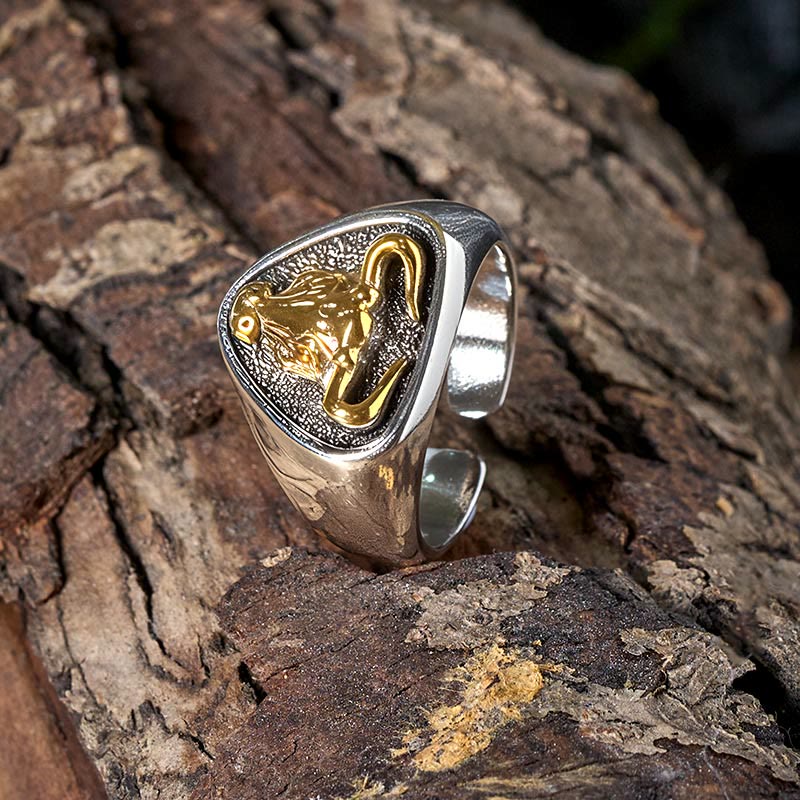 FT: Men's Domineering Rock Bull Horse Totem Opening Adjustable Ring - image 4
