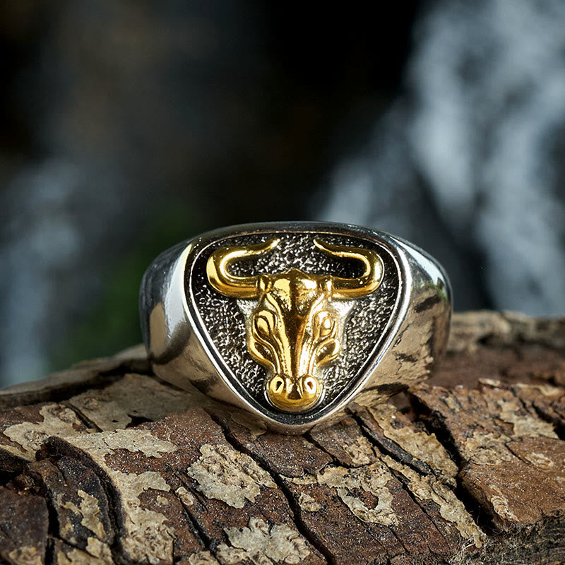 FT: Men's Domineering Rock Bull Horse Totem Opening Adjustable Ring - image 3