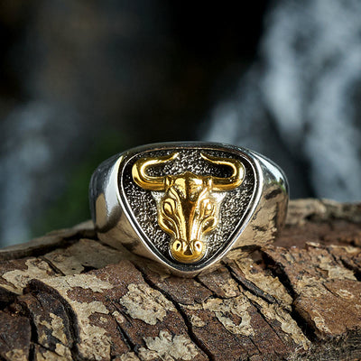 FT: Men's Domineering Rock Bull Horse Totem Opening Adjustable Ring - image 3