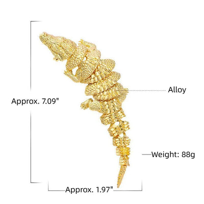 Movable Gold Crocodile Articulated Brooch Suit Accessory - image 4