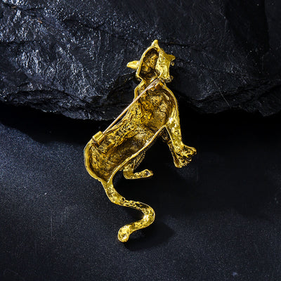 Golden Studded Diamond Blue Square Leopard Brooch - image 3