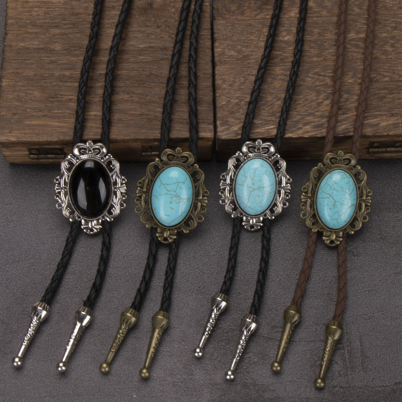 FREE Today: Retro Western Turquoise Elliptical Pendant Bolo Tie - image 0