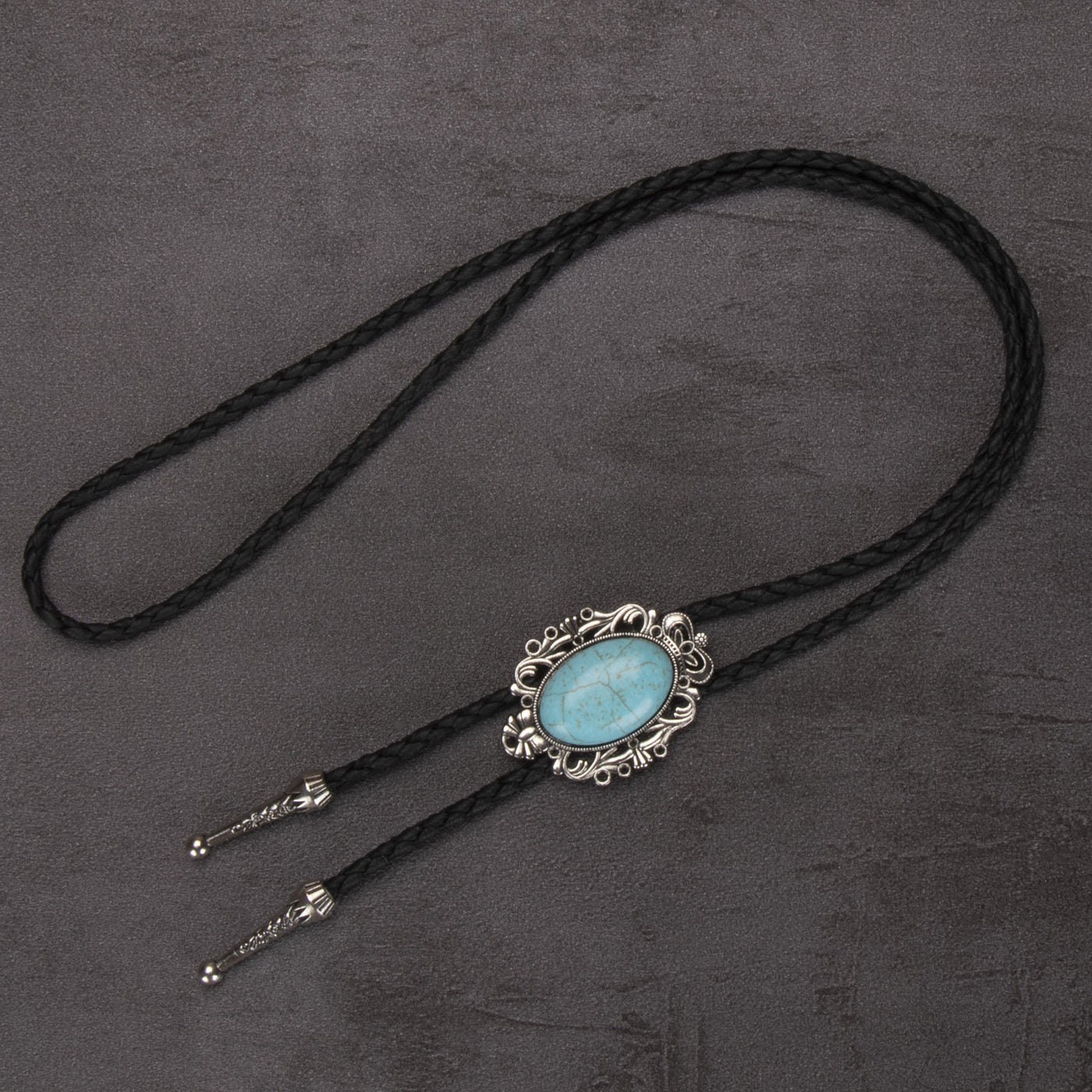 FREE Today: Retro Western Turquoise Elliptical Pendant Bolo Tie - #3 - image 3