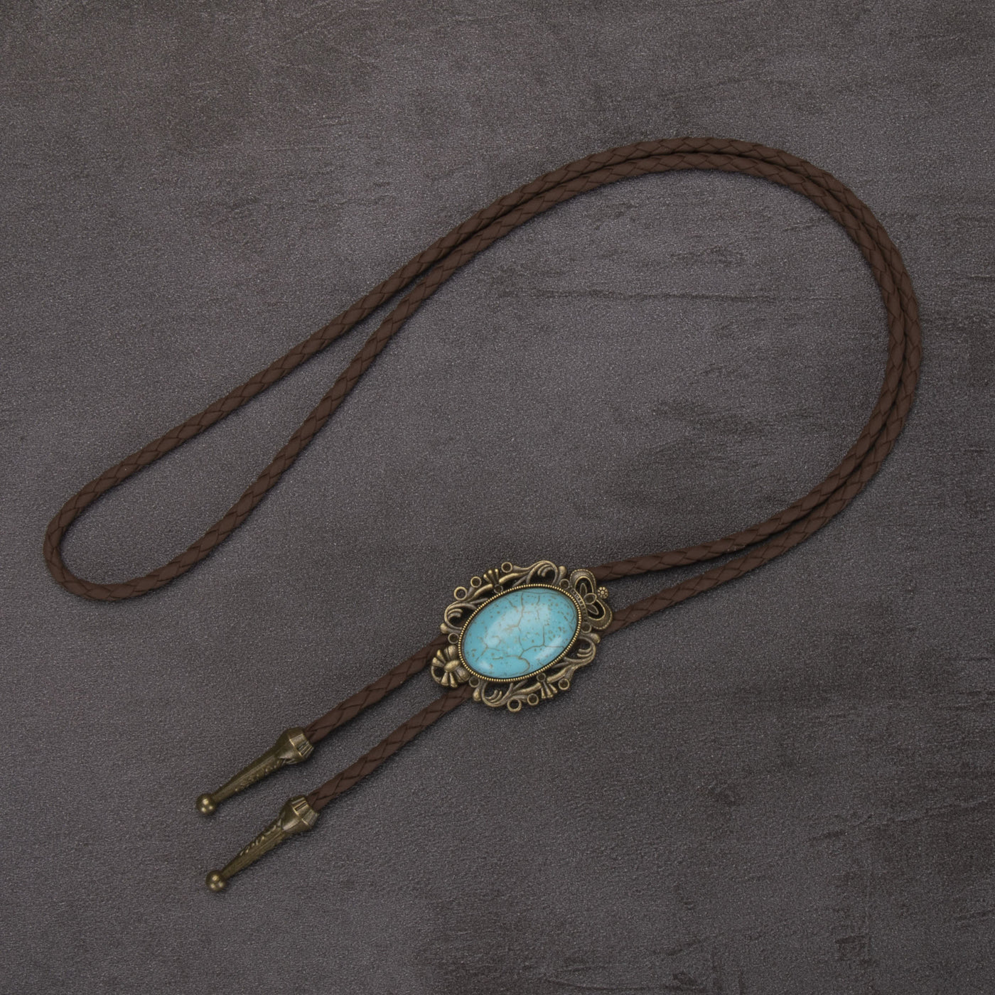 FREE Today: Retro Western Turquoise Elliptical Pendant Bolo Tie - #1 - image 1