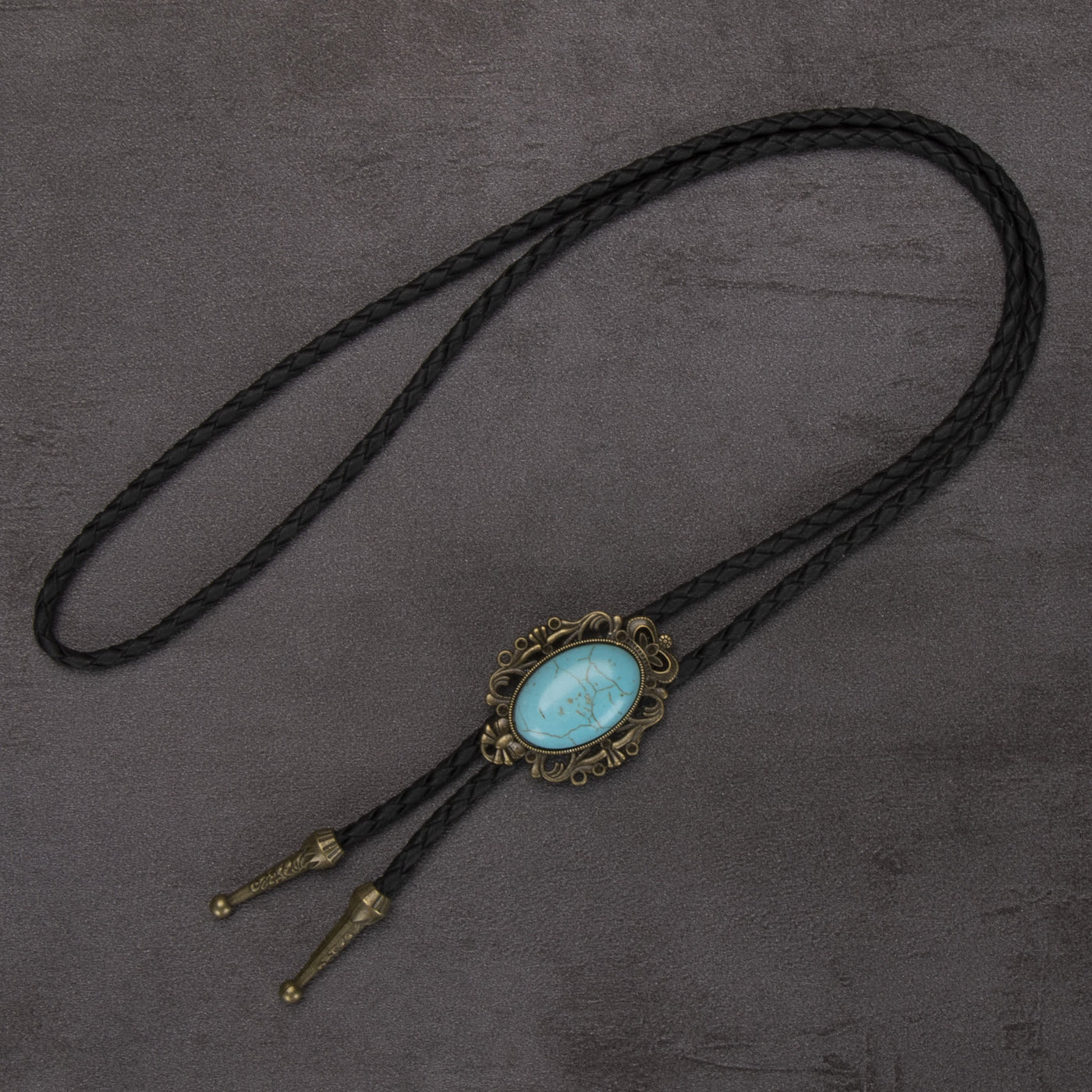 FREE Today: Retro Western Turquoise Elliptical Pendant Bolo Tie - #2 - image 2