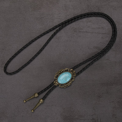 FREE Today: Retro Western Turquoise Elliptical Pendant Bolo Tie - #2 - image 2