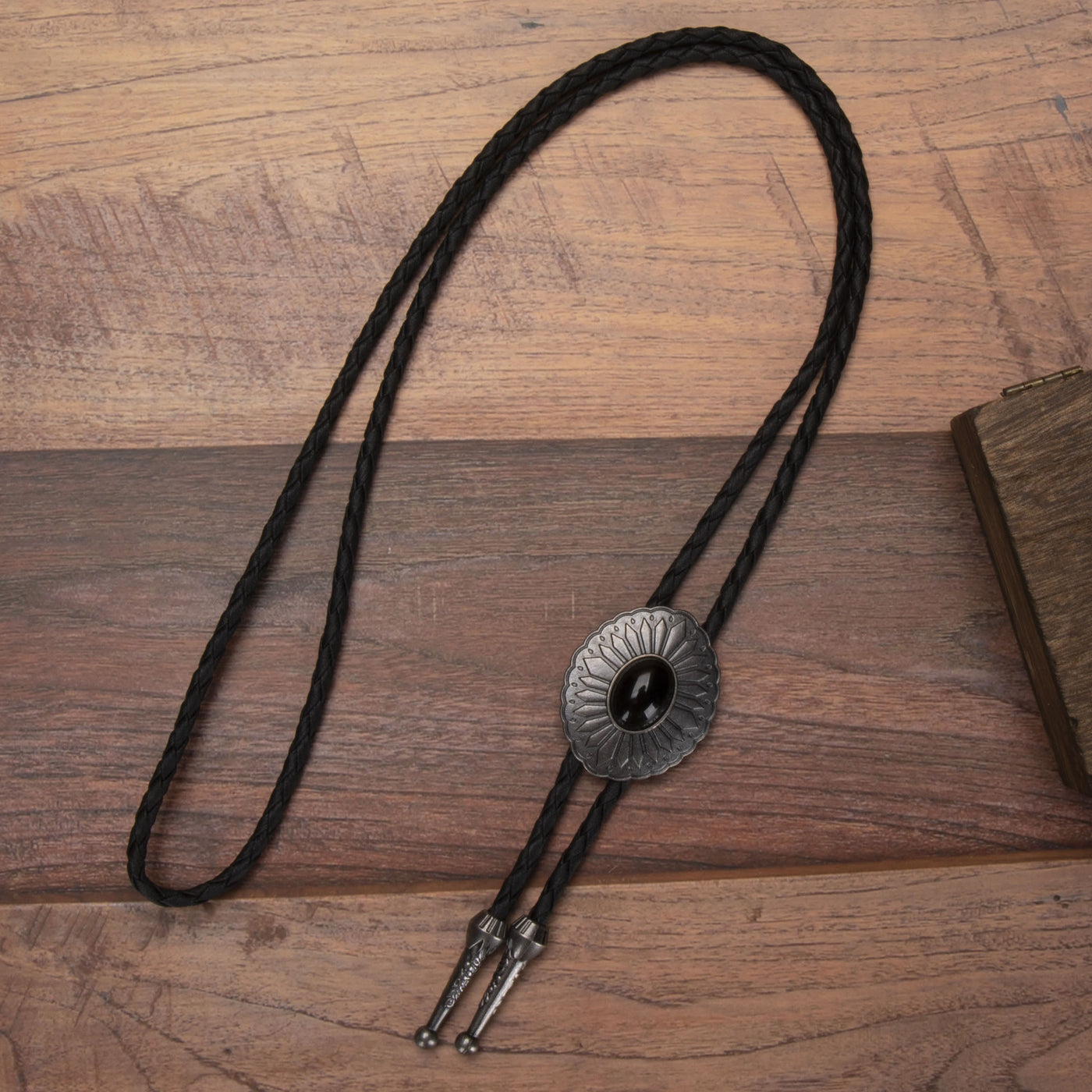 FREE Today: Exquisite Silver Oval Plate Turquoise Pendant Bolo Tie - #2 - image 3