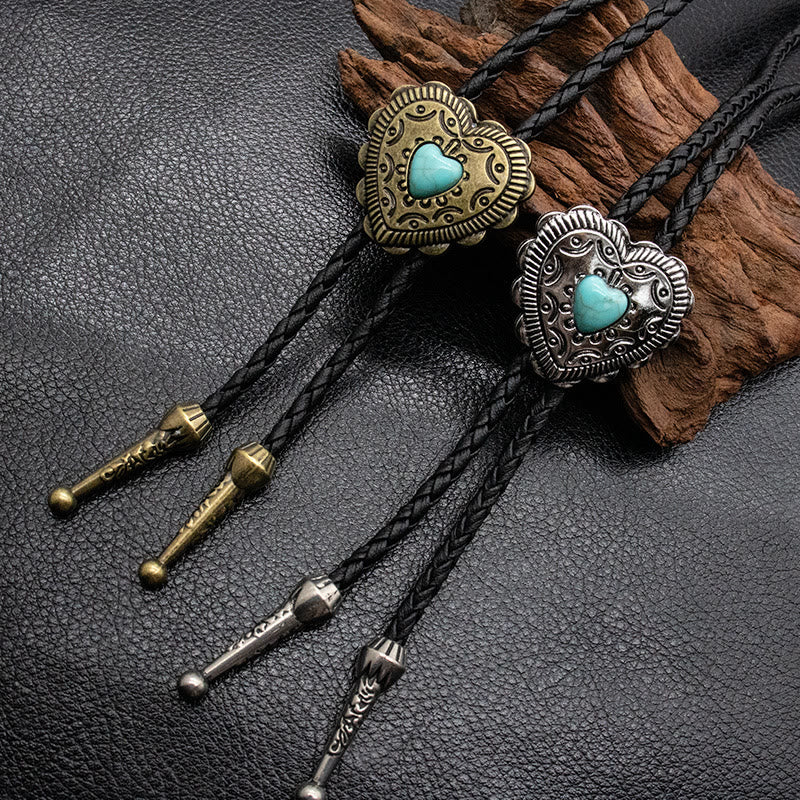 FREE Today: Creative Heart Shaped Turquoise Pendant Bolo Tie - image 0