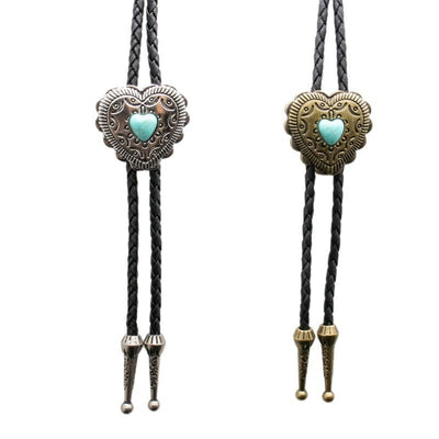 Creative Heart Shaped Turquoise Pendant Bolo Tie - image 4