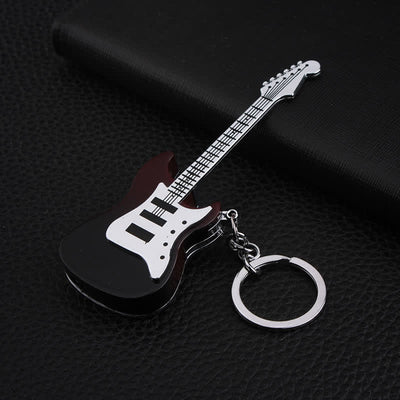 Guitar Shaped Inflatable Butane Lighter Keychain - Black - image 4
