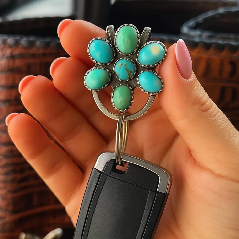 FREE Today: Turquoise Flower Bag Clip Keychain Decorative Accessory - Keychain - image 1
