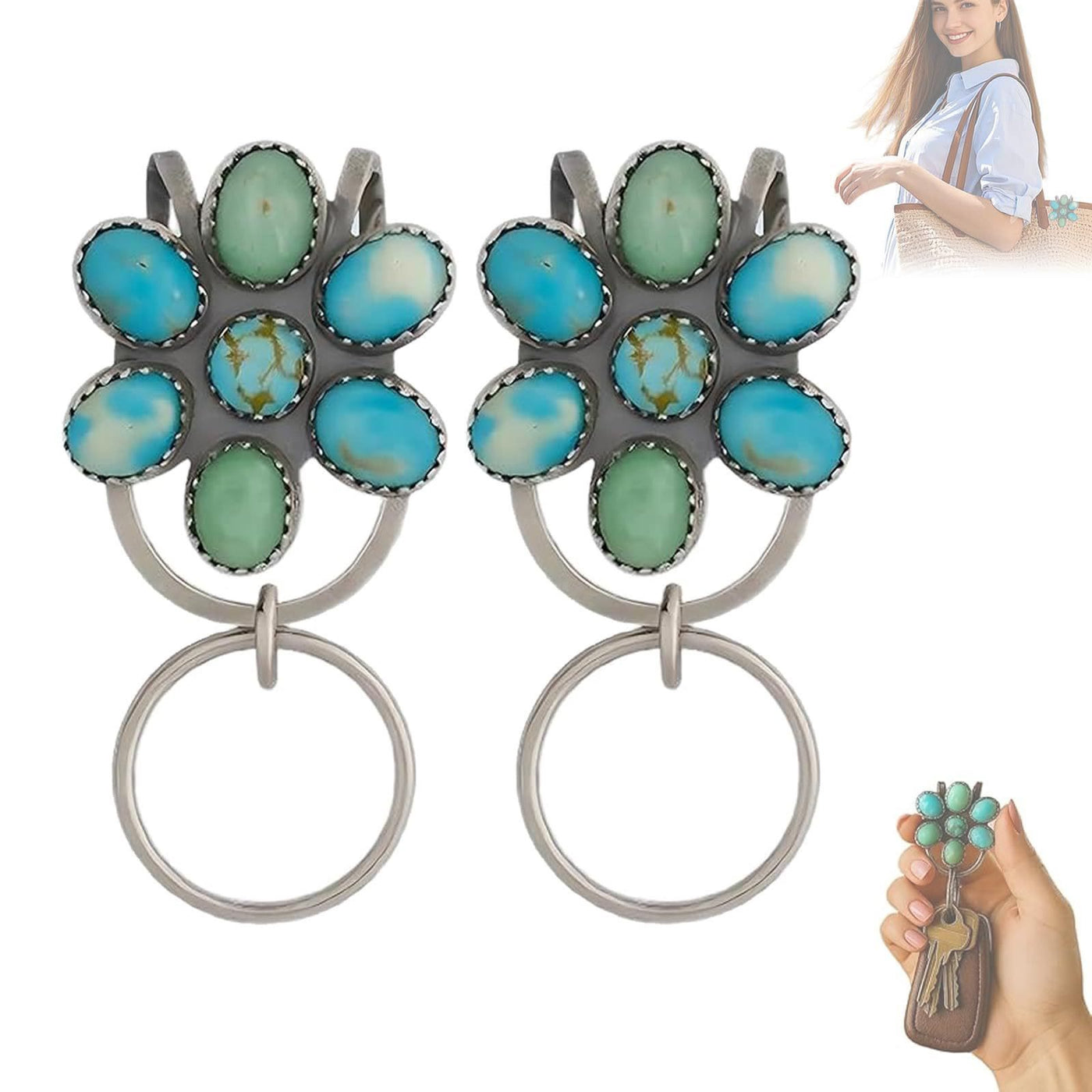 FREE Today: Turquoise Flower Bag Clip Keychain Decorative Accessory - image 4