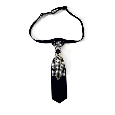 Pre-tied Black Peach Heart Pearl Fashionable Necktie - Black - image 0