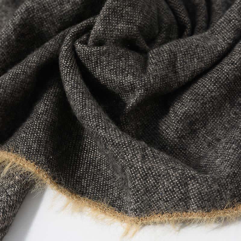 Retro & Chic Solid Color Scarf With Furry Trim - image 2