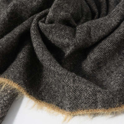 Retro & Chic Solid Color Scarf With Furry Trim - image 2