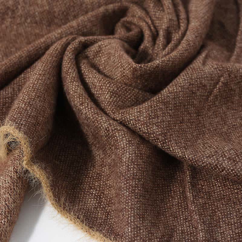 Retro & Chic Solid Color Scarf With Furry Trim - image 13
