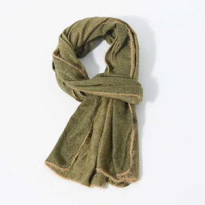 Retro & Chic Solid Color Scarf With Furry Trim - image 9