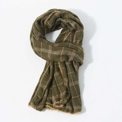 Timeless Classic Plaid Pattern Scarf With Furry Trim - image 12