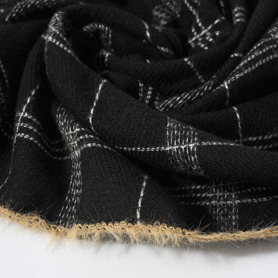 Timeless Classic Plaid Pattern Scarf With Furry Trim - image 7
