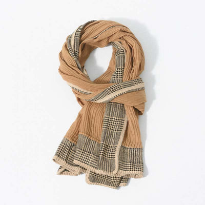 Houndstooth Patchwork Pattern Wrinkled Soft Scarf - image 9