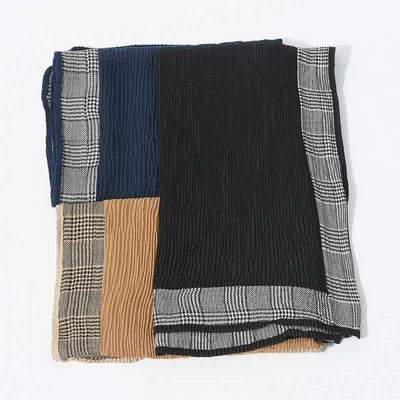 Houndstooth Patchwork Pattern Wrinkled Soft Scarf - image 4