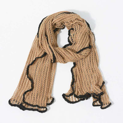 Elegant Hollowed-Out Design Knitting Scarf - Khaki - image 8
