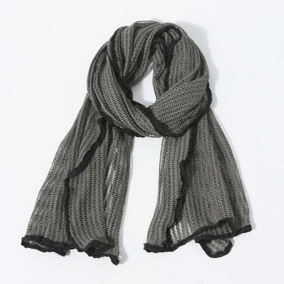 Elegant Hollowed-Out Design Knitting Scarf - Gray - image 0