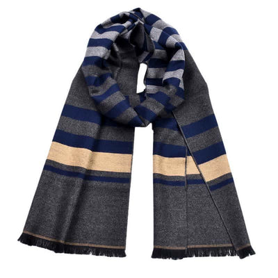 Stylish Double-Sided Striped Pattern Warm Scarf - Gray & Yellow - image 0