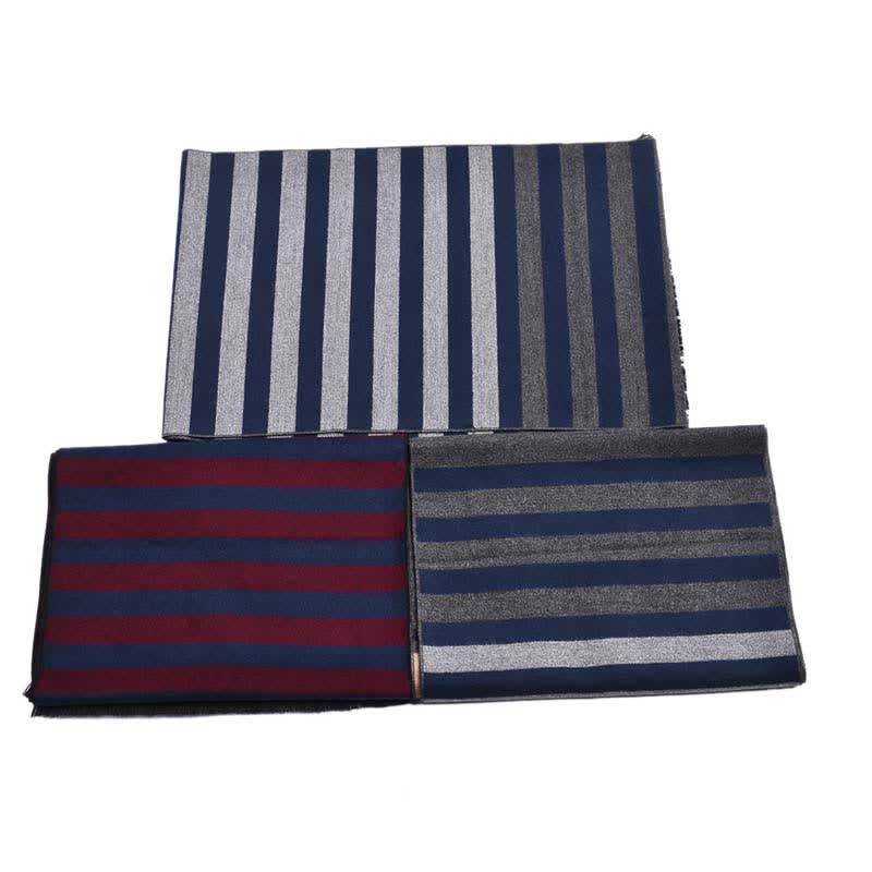 Stylish Double-Sided Striped Pattern Warm Scarf - image 6