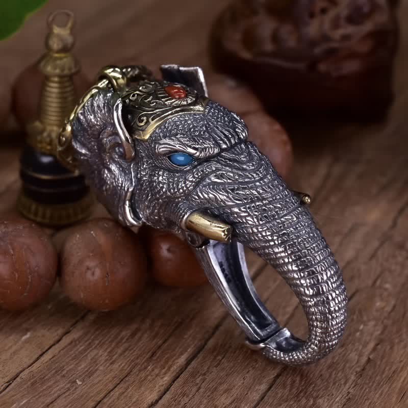 Vivid Handmade Sculpture Elephant Head Keychain - image 2