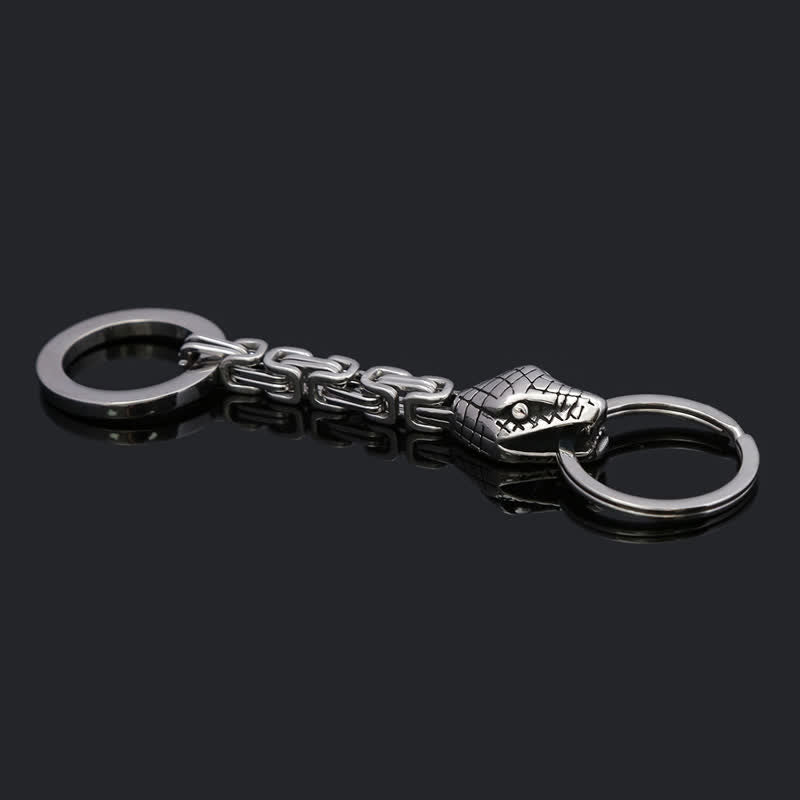 Antique Silver Nordic Viking Style Snake Keychain - image 2