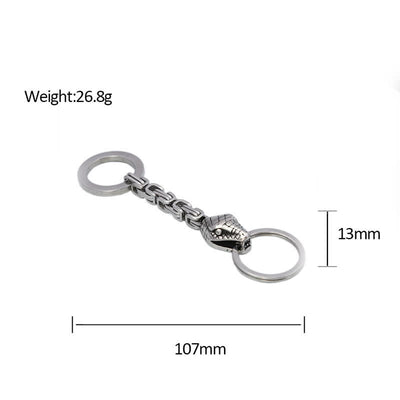 Antique Silver Nordic Viking Style Snake Keychain - image 4