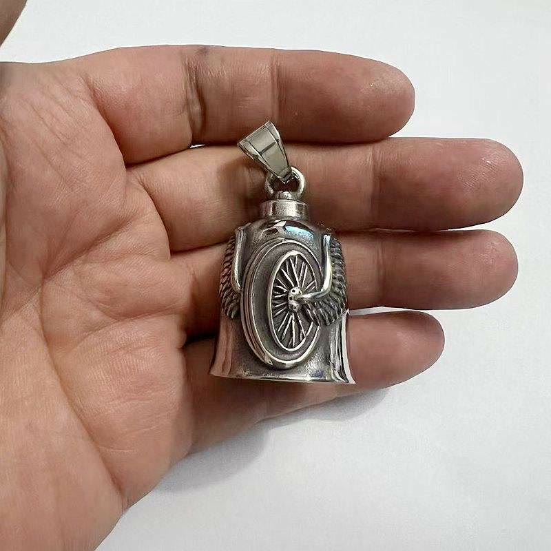 Vintage Motorcycle Tire Wing Bell Keychain - image 4